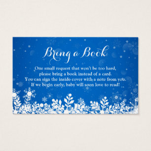 Cartes De Visite Baby shower Réserver Demande Winter Blue Snowflake