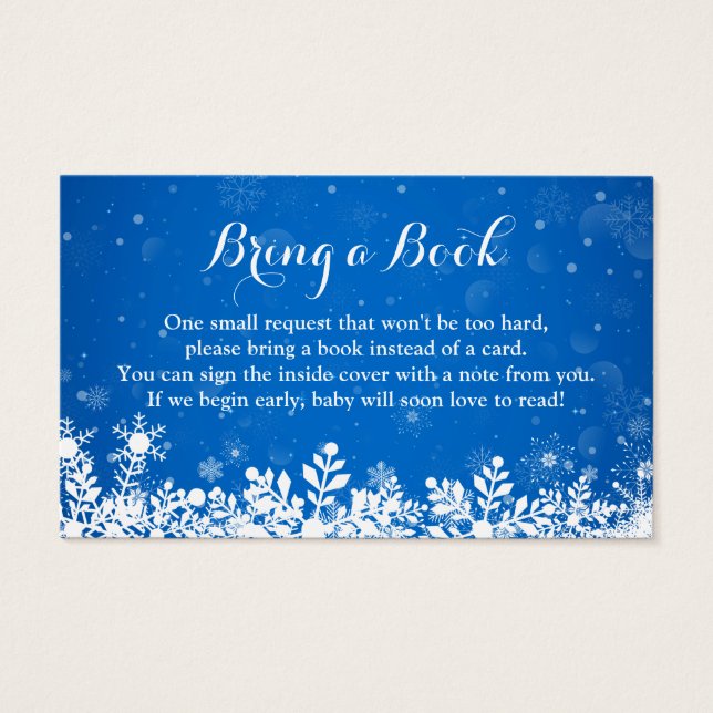 Cartes De Visite Baby shower Réserver Demande Winter Blue Snowflake (Devant)