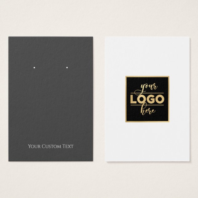 Cartes De Visite Back Logo Dark Gray Grey Earring Display Card (Devant & derrière)