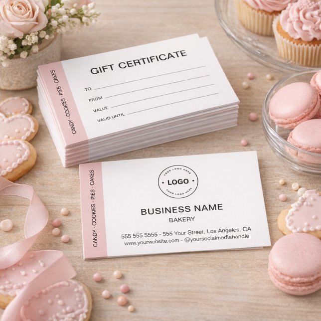 Cartes De Visite Bakery Custom Logo Business Gift Certificate (Bakery Custom Logo Business Gift Certificate)