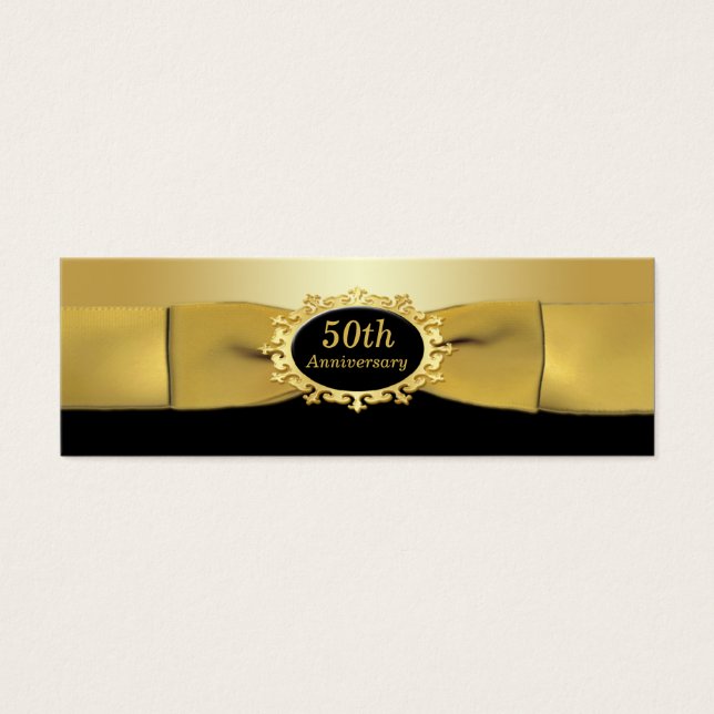 Cartes De Visite Balise 50e anniversaire Black and Gold Favor (Devant)