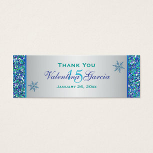 Cartes De Visite Balise Aqua Green Silver Snowflakes Quinceanera Fa