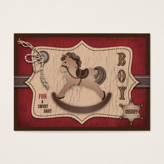 Cartes De Visite Balise Cadeau bébé Cowboy (Devant)