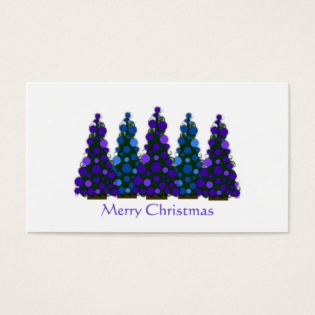 Cartes De Visite Balise cadeau d'arbre de Noël bleu et violet (Devant)