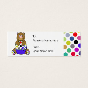 Cartes De Visite Balise cadeau de l'ours d'anniversaire Brown Polka