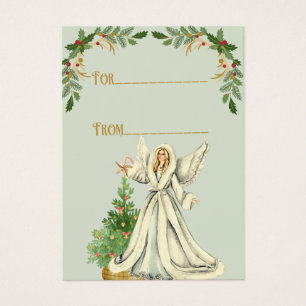 Cartes De Visite Balise cadeau de Noël Angel de style vintage