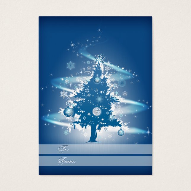 Cartes De Visite Balise cadeau de Noël Arbre bleu (Devant)