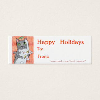 Cartes De Visite Balise cadeau de Noël Reversible Chats / Filles