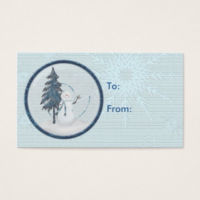 Cartes De Visite Balise cadeau de Noël Snowman (Devant)