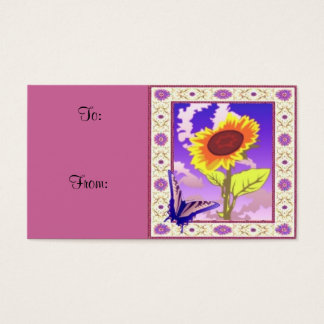 Cartes De Visite Balise Cadeau de tournesol encadré avec Papillon
