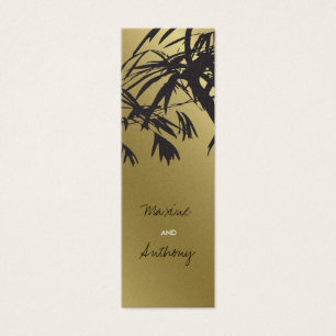 Cartes De Visite Balise cadeau en bambou Feuille noir + Merci or /