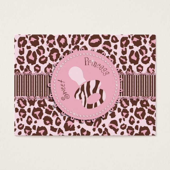 Cartes De Visite Balise cadeau fille Cheetah rose B (Devant)