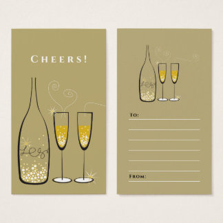 Cartes De Visite Balise cadeau Gold Champagne Bubbly Holiday Party