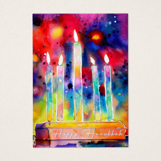 Cartes De Visite Balise cadeau Hanoukka Festival of Light Watercolo