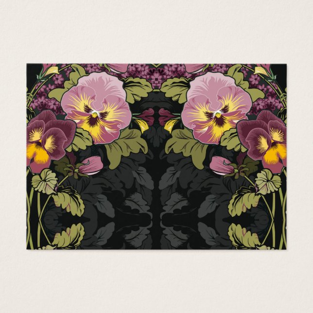 Cartes De Visite Balise-cadeau Jardin Art Nouveau de Pansies (Devant)