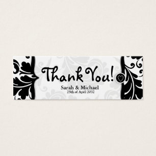 Cartes De Visite Balise cadeau mariage damassé blanche et noire