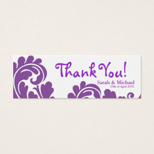 Cartes De Visite Balise cadeau mariage damassé blanche et violette