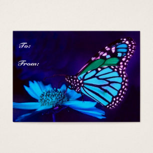 Cartes De Visite Balise cadeau Papillon en bleu clair
