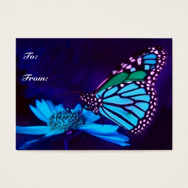 Cartes De Visite Balise cadeau Papillon en bleu clair (Devant)
