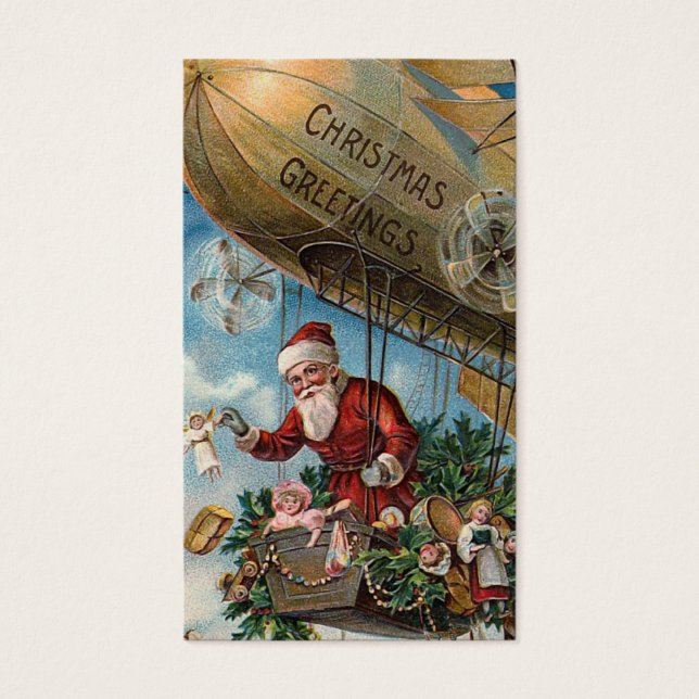 Cartes De Visite Balise cadeau "Père Noël in a Blimp" (Devant)