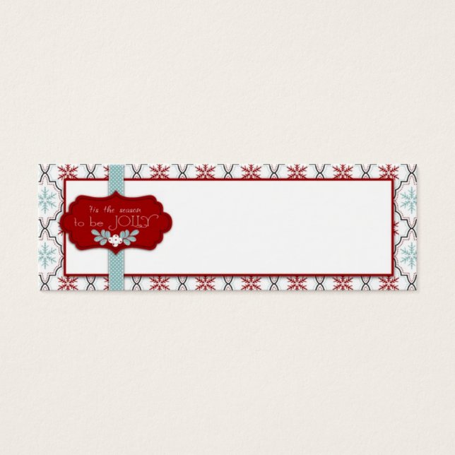 Cartes De Visite Balise cadeau Retro Snowflakes Skinny (Devant)