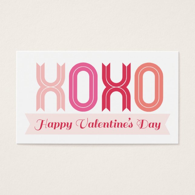 Cartes De Visite Balise cadeau XOXO Love And Kisses Valentine's Day (Devant)