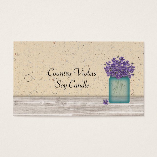 Cartes De Visite Balise de blocage Mason bleu Jar Violets (Devant)