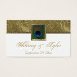 Cartes De Visite Balise de mariage blanc et or Peacock Feather Favo<br><div class="desc">Cette étiquette de faveur de mariage blanc et or avec une plume de paon encadrée d'or correspond aux invitations de mariage ci-dessous. Si vous avez besoin d'autres articles correspondants,  veuillez envoyer votre demande par courriel à niteowlstudio@gmail.com.</div>