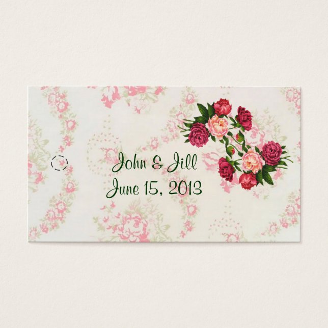 Cartes De Visite Balise de mariage rose roses Favor Hang (Devant)