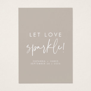 Cartes De Visite Balise de Mariage Sparkler Love Sparkle Taupe