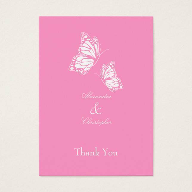 Cartes De Visite Balise de Merci de papillon rose simple (Devant)