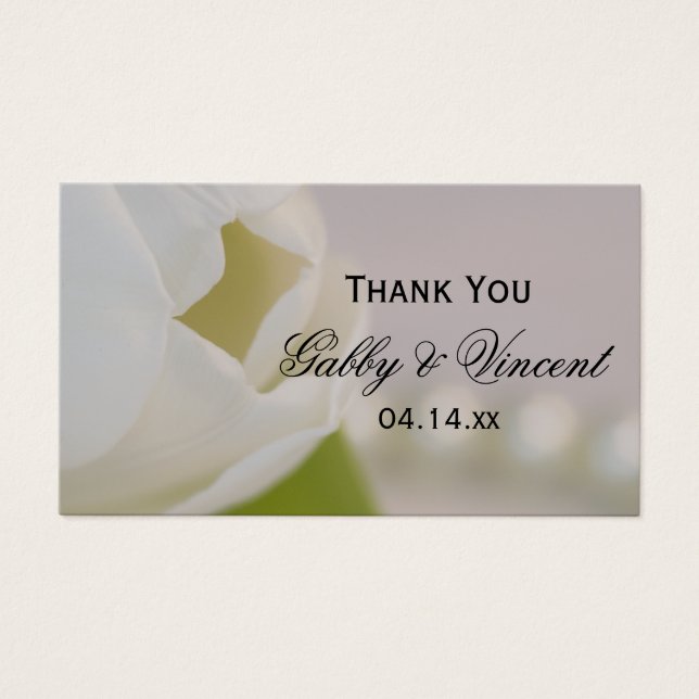 Cartes De Visite Balise de Merci Mariage blanc Tulip and Pearls (Devant)