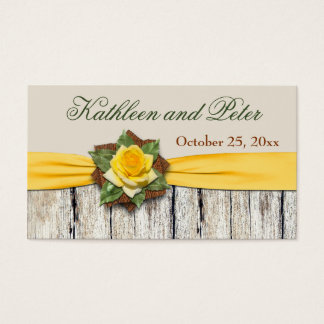 Cartes De Visite Balise de préférence Burlap, Rose jaune IMPRIMÉE,