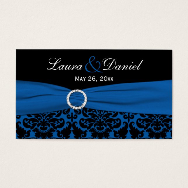 Cartes De Visite Balise de préférence Cobalt Blue et Black Mariage  (Devant)