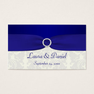 Cartes De Visite Balise de préférence Mariage damassé bleu et ivoir
