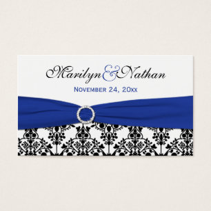 Cartes De Visite Balise de préférence Mariage damassé bleue, noir,
