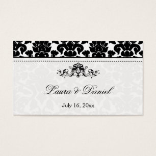 Cartes De Visite Balise de préférence Mariage damassé en noir et bl