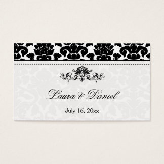 Cartes De Visite Balise de préférence Mariage damassé en noir et bl