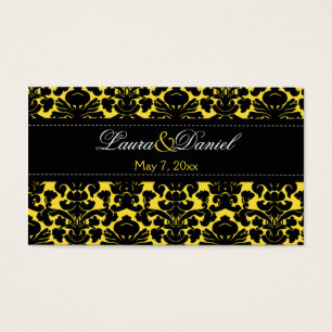 Cartes De Visite Balise de préférence Mariage damassé jaune et noir