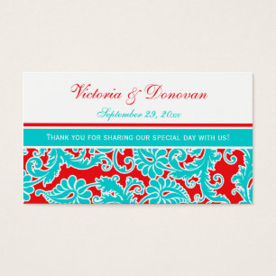 Cartes De Visite Balise de préférence Mariage damassé Rouge Bleu Bl