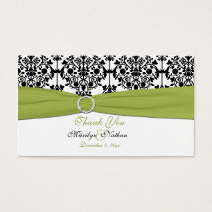 Cartes De Visite Balise de préférence Mariage damassé verte, blanch