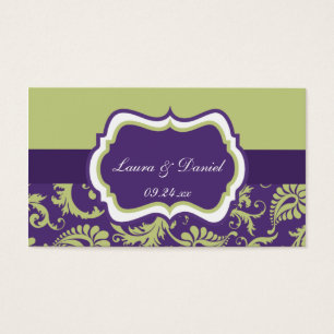 Cartes De Visite Balise de préférence Mariage damassé violet, vert 
