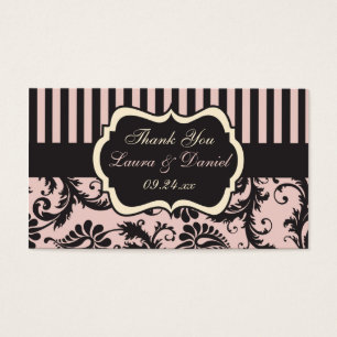 Cartes De Visite Balise de préférence rose, crème, Mariage damassé