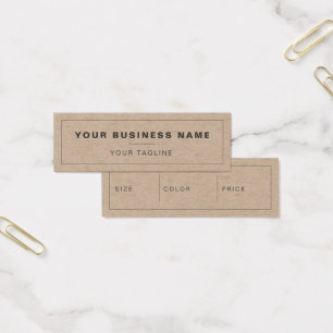 Cartes De Visite Balise de prix à la main de Kraft Shop