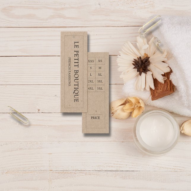 Cartes De Visite Balise de prix de couture Kraft - Tableau des tail (Créateur téléchargé)