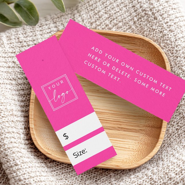 Cartes De Visite Balise de prix do-it-yourself rose chaud avec logo (Hot pink DIY price hang tag with custom logo)