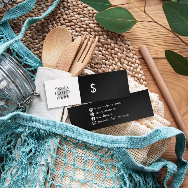 Cartes De Visite Balise de prix du logo minimal noir simple sur les (Créateur téléchargé)