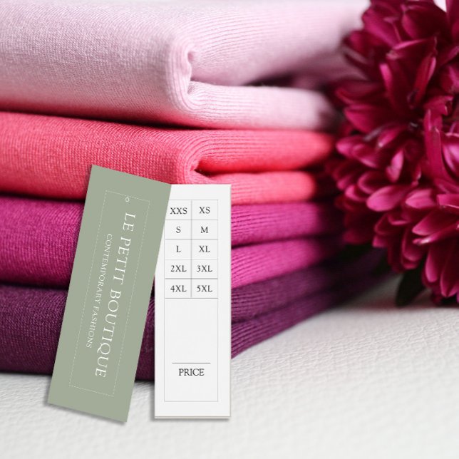 Cartes De Visite Balise de prix du tableau des tailles des vêtement (Créateur téléchargé)