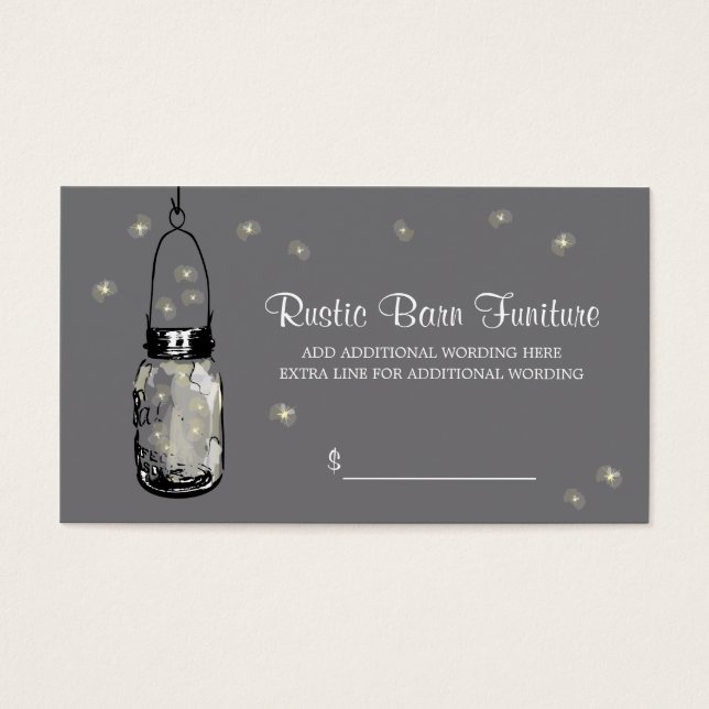 Cartes De Visite BALISE DE PRIX Mason Jar & Fireflies (Devant)