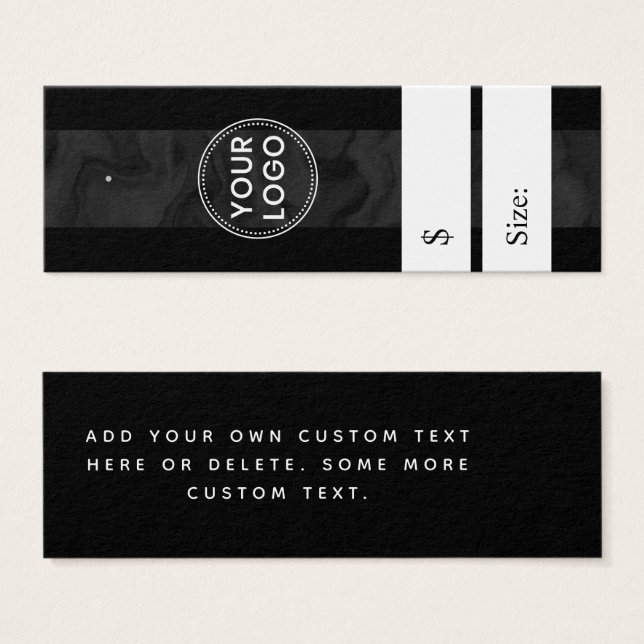 Cartes De Visite Balise de prix noire en marbre foncé (Devant & derrière)